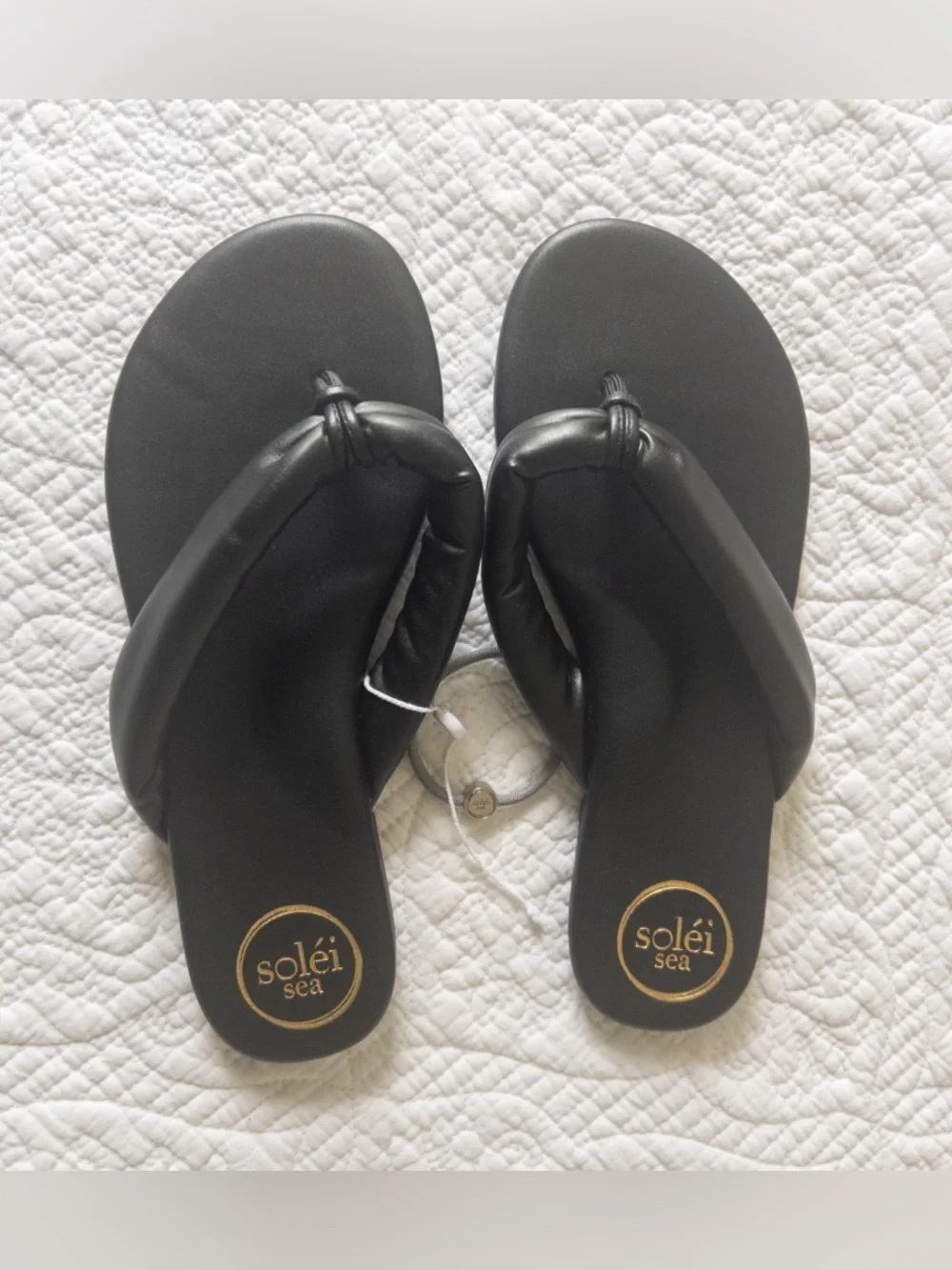 NWOT Solei Sea Gizel Pillow Strap Sandals Noir Black Size 8 US/39 - Picture 7 of 11